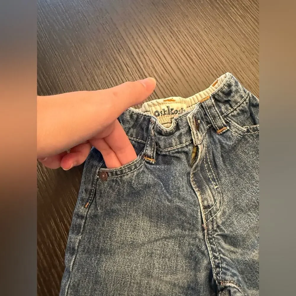 Vintage OshKosh B'gosh Baby Blue Jeans Denim Size 6 Months Elastic Waist